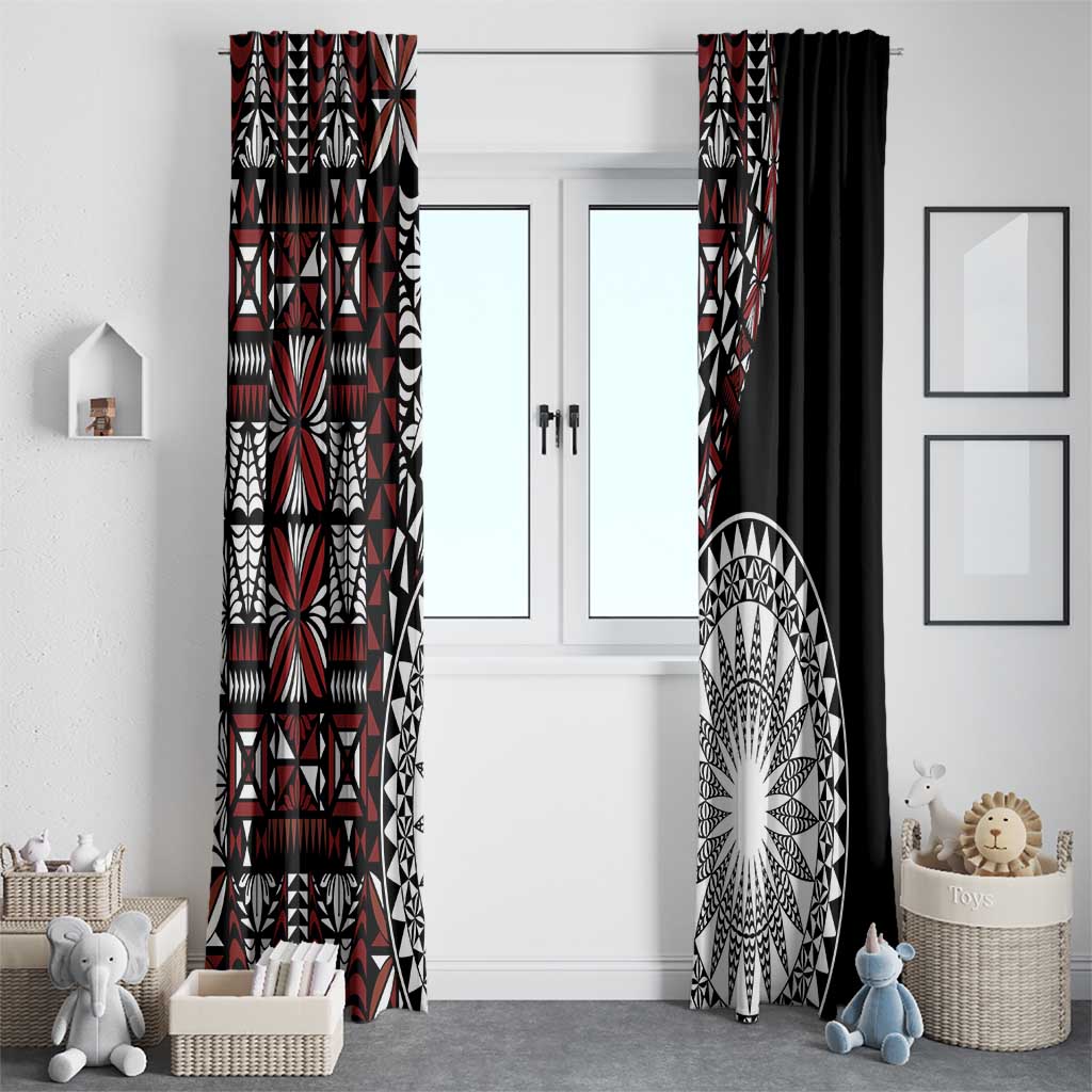 Red Tongan Ngatu Fonulei Pattern Window Curtain