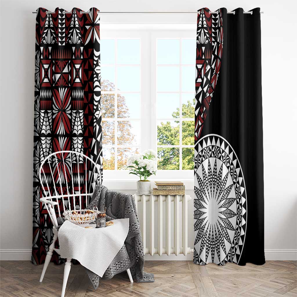 Red Tongan Ngatu Fonulei Pattern Window Curtain