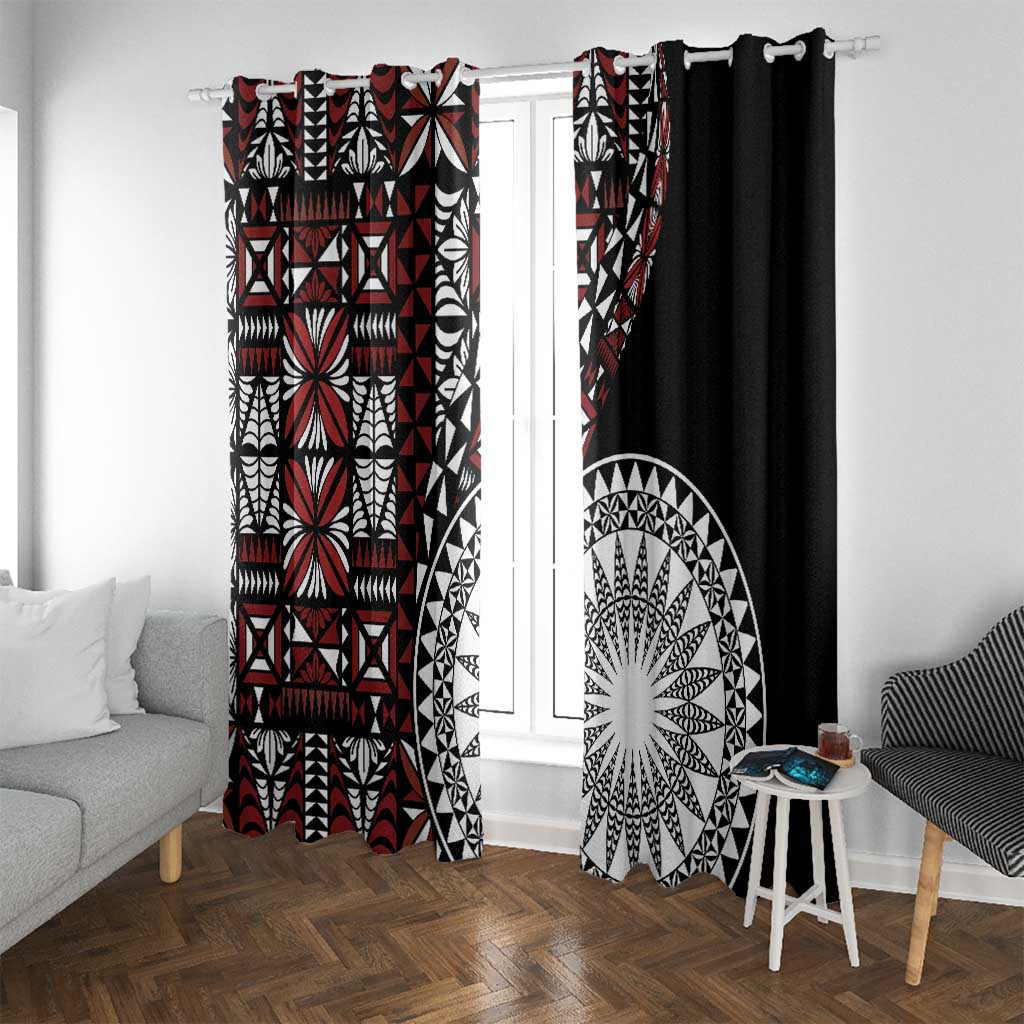 Red Tongan Ngatu Fonulei Pattern Window Curtain