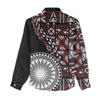 Red Tongan Ngatu Fonulei Pattern Women Casual Shirt
