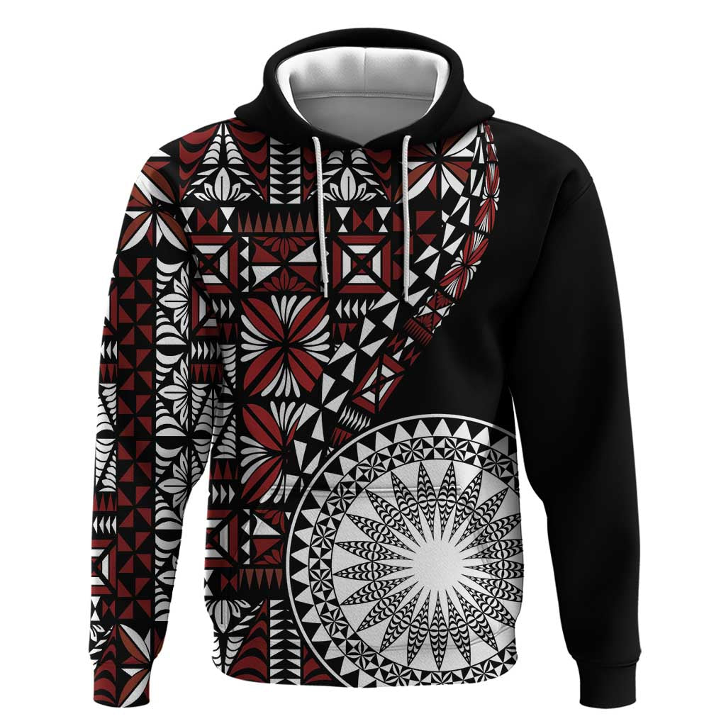 Red Tongan Ngatu Fonulei Pattern Zip Hoodie LT9 Pullover Hoodie Red - Polynesian Pride
