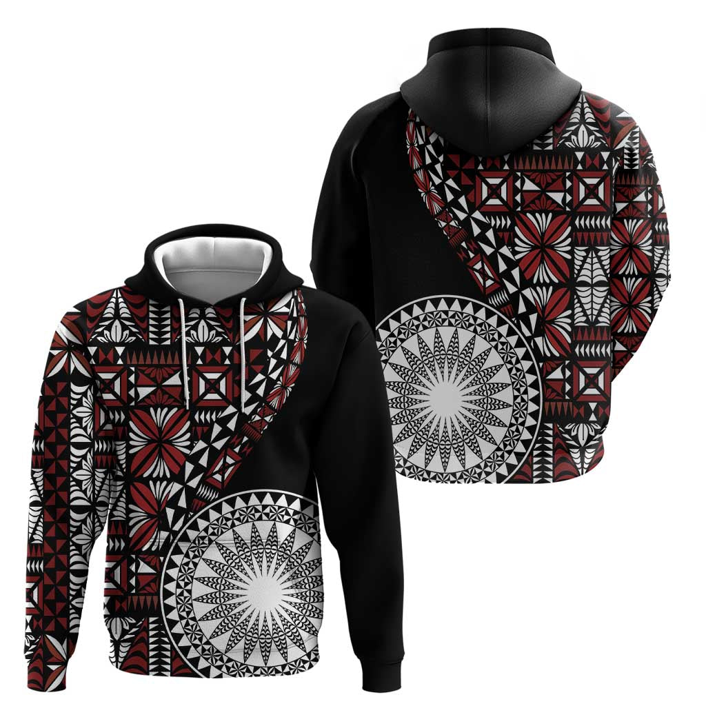 Red Tongan Ngatu Fonulei Pattern Zip Hoodie LT9 - Polynesian Pride