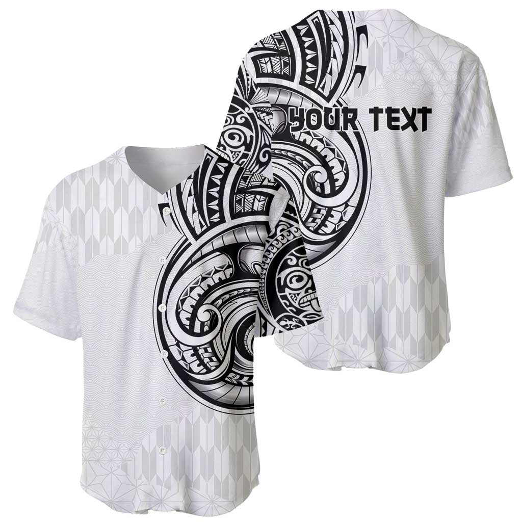 Hawaii and Japanese Culture Personalised Baseball Jersey With Polynesian Tribal Tattoo Style