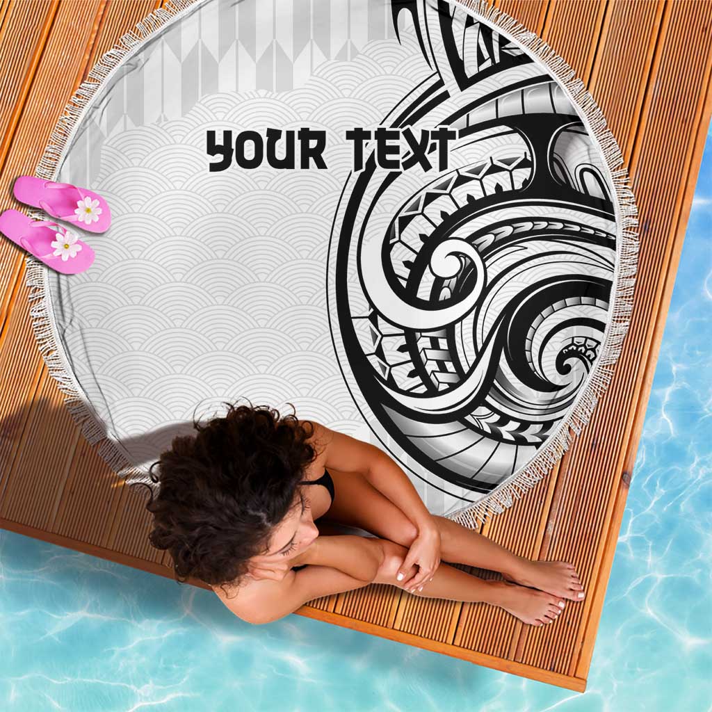 Hawaii and Japanese Culture Personalised Beach Blanket With Polynesian Tribal Tattoo Style