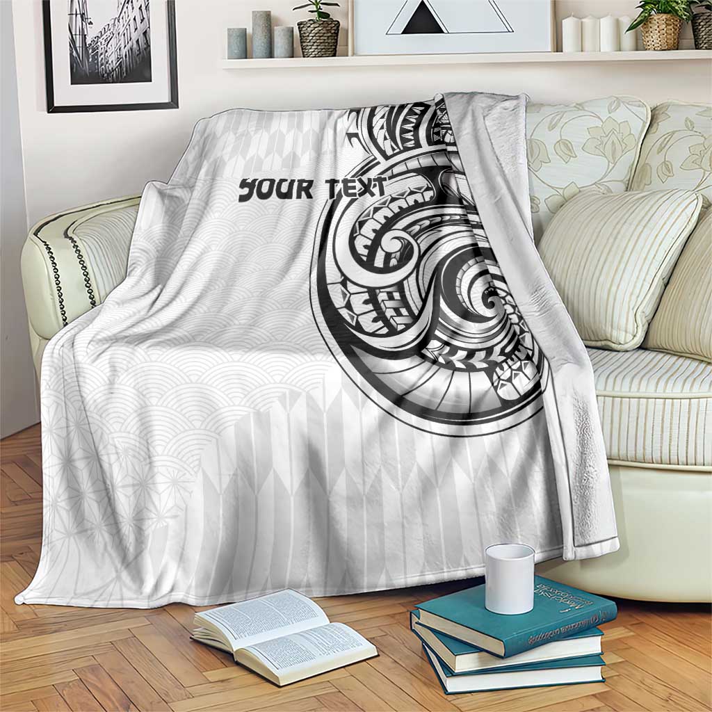 Hawaii and Japanese Culture Personalised Blanket With Polynesian Tribal Tattoo Style LT9 White - Polynesian Pride