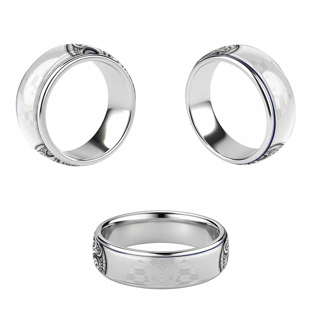 Hawaii and Japanese Culture Classic Ring With Polynesian Tribal Tattoo Style - Polynesian Pride