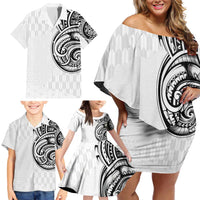 Hawaii and Japanese Culture Personalised Family Matching Off Shoulder Short Dress and Hawaiian Shirt With Polynesian Tribal Tattoo Style