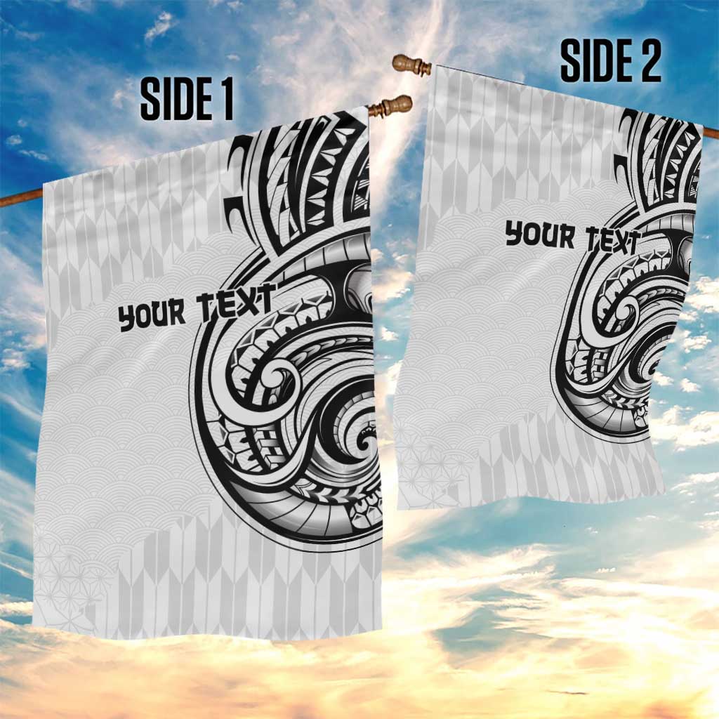 Hawaii and Japanese Culture Personalised Garden Flag With Polynesian Tribal Tattoo Style