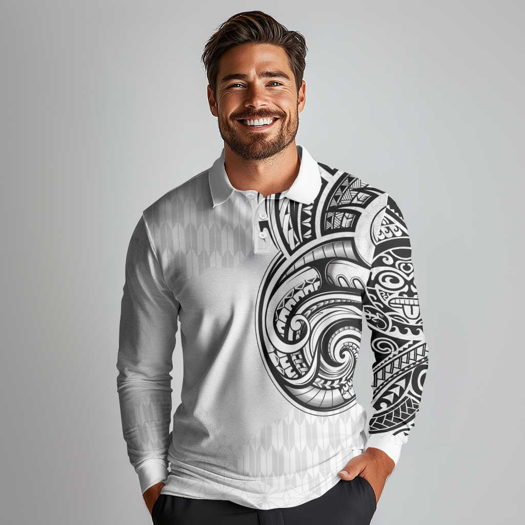 Hawaii and Japanese Culture Personalised Long Sleeve Polo Shirt With Polynesian Tribal Tattoo Style
