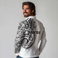 Hawaii and Japanese Culture Personalised Long Sleeve Polo Shirt With Polynesian Tribal Tattoo Style