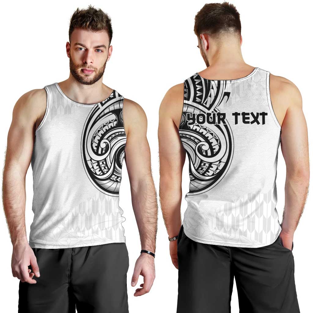 Hawaii and Japanese Culture Personalised Men Tank Top With Polynesian Tribal Tattoo Style