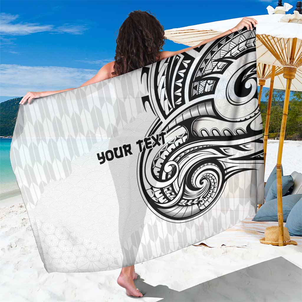 Hawaii and Japanese Culture Personalised Sarong With Polynesian Tribal Tattoo Style LT9 One Size 44 x 66 inches White - Polynesian Pride