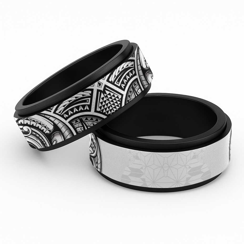 Hawaii and Japanese Culture Spinner Ring With Polynesian Tribal Tattoo Style - Polynesian Pride