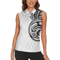 Hawaii and Japanese Culture Personalised Women Sleeveless Polo Shirt With Polynesian Tribal Tattoo Style