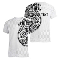 Hawaii and Japanese Culture Personalised Women V-Neck T-Shirt With Polynesian Tribal Tattoo Style