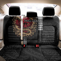 Hawaii and Japanese Oni Mask Personalised Back Car Seat Cover Kakau Pattern Dark Art Style