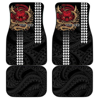 Hawaii and Japanese Oni Mask Personalised Car Mats Kakau Pattern Dark Art Style