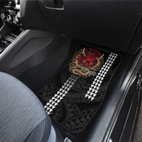 Hawaii and Japanese Oni Mask Personalised Car Mats Kakau Pattern Dark Art Style