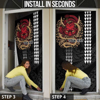 Hawaii and Japanese Oni Mask Personalised Door Cover Kakau Pattern Dark Art Style - Polynesian Pride