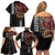 Hawaii and Japanese Oni Mask Personalised Family Matching Off Shoulder Short Dress and Hawaiian Shirt Kakau Pattern Dark Art Style