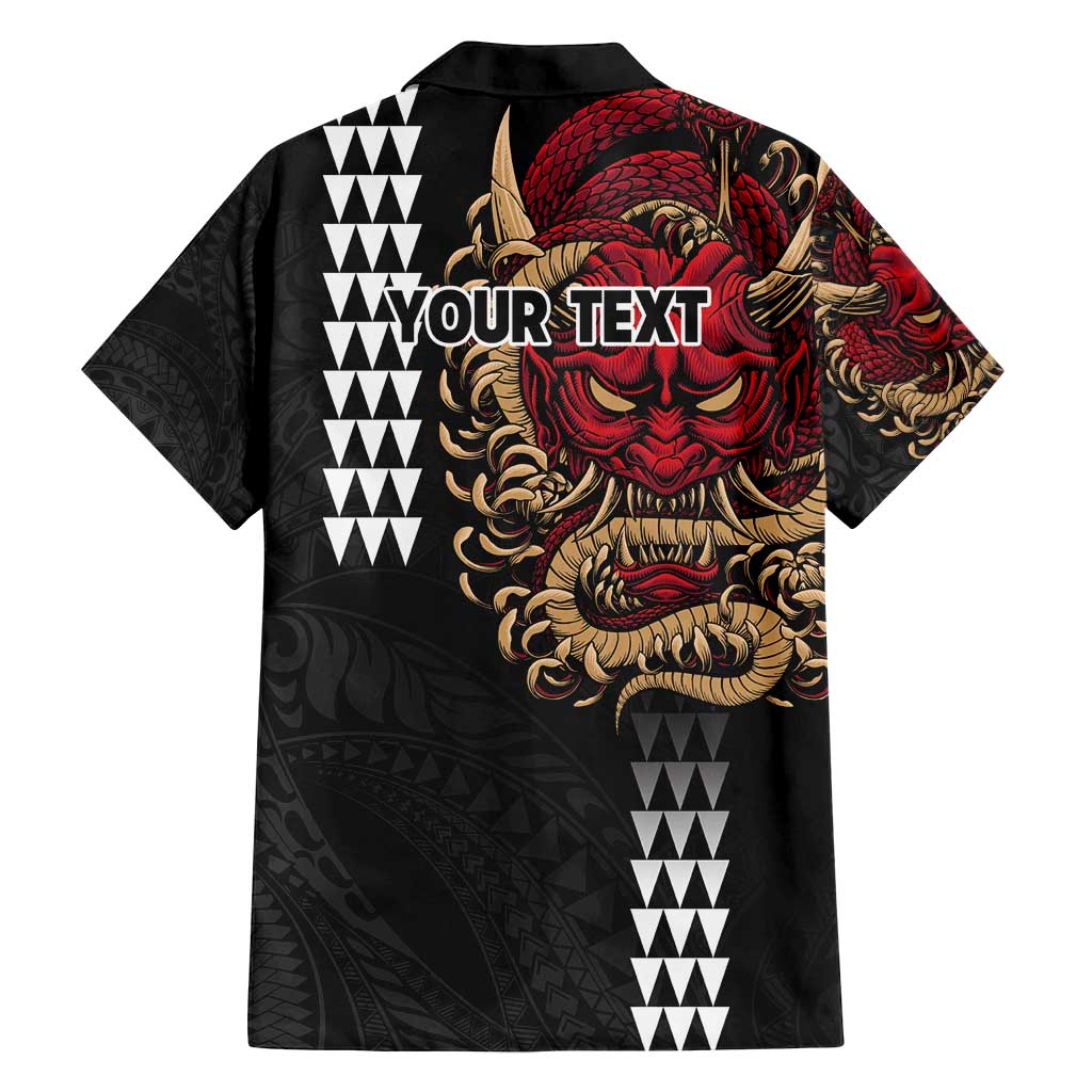 Hawaii and Japanese Oni Mask Personalised Family Matching Puletasi and Hawaiian Shirt Kakau Pattern Dark Art Style LT9 - Polynesian Pride