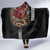 Hawaii and Japanese Oni Mask Personalised Hooded Blanket Kakau Pattern Dark Art Style