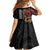 Hawaii and Japanese Oni Mask Personalised Kid Short Sleeve Dress Kakau Pattern Dark Art Style