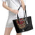 Hawaii and Japanese Oni Mask Personalised Leather Tote Bag Kakau Pattern Dark Art Style
