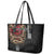 Hawaii and Japanese Oni Mask Personalised Leather Tote Bag Kakau Pattern Dark Art Style