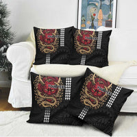 Hawaii and Japanese Oni Mask Personalised Pillow Cover Kakau Pattern Dark Art Style LT9 - Polynesian Pride