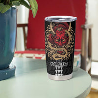 Hawaii and Japanese Oni Mask Personalised Tumbler Cup Kakau Pattern Dark Art Style