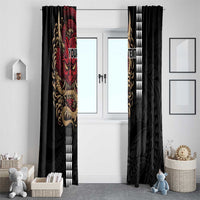 Hawaii and Japanese Oni Mask Personalised Window Curtain Kakau Pattern Dark Art Style