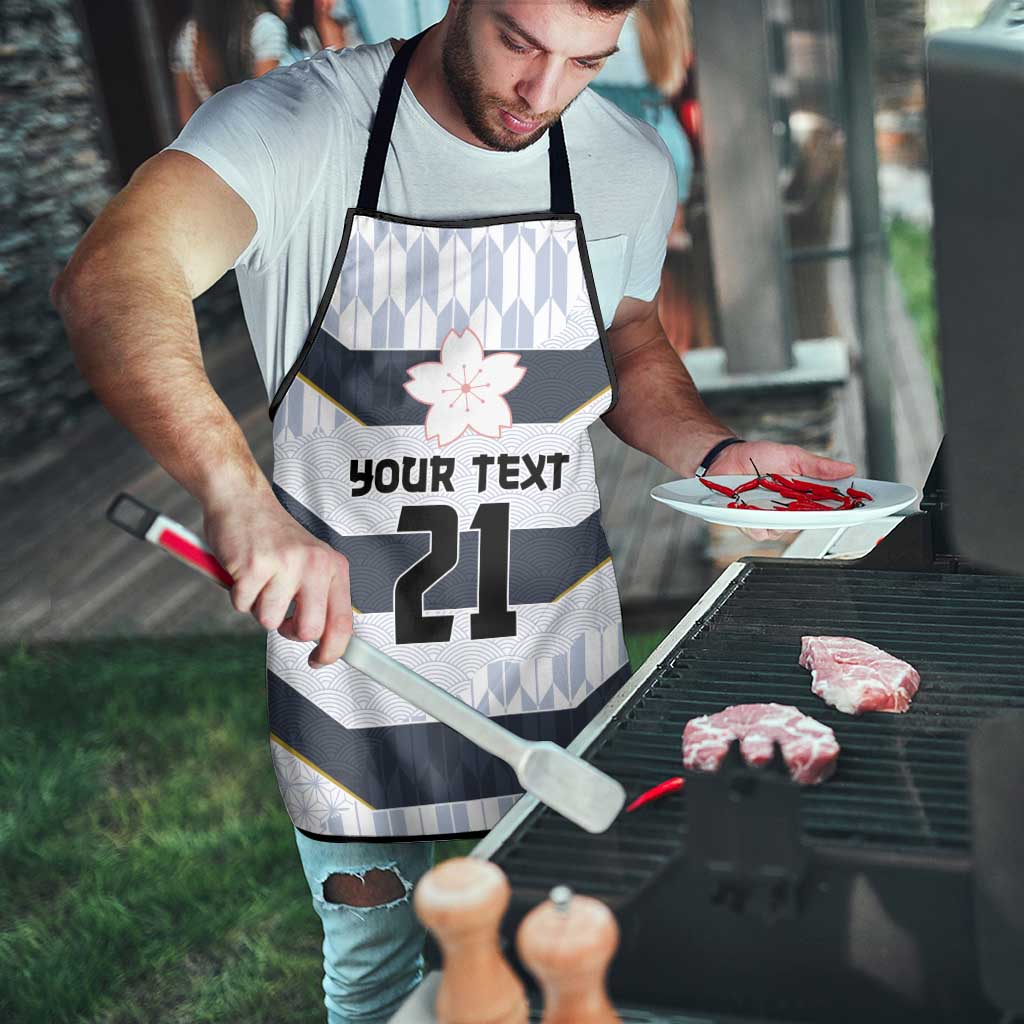 Japan Pacific Rugby 2022-23 Custom Apron Black Sakura Japanese Wave Pattern - Polynesian Pride