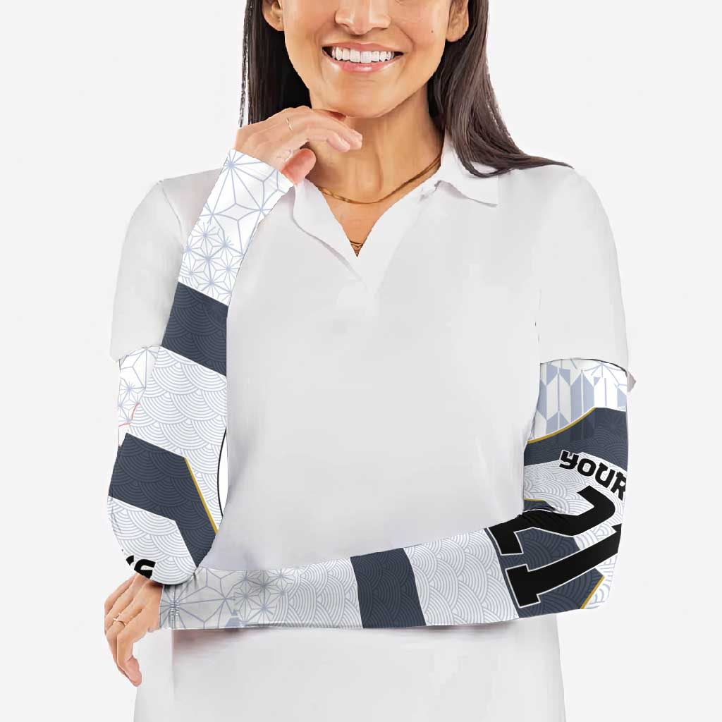 Japan Pacific Rugby 2022-23 Custom Arm Sleeves Black Sakura Japanese Wave Pattern - Polynesian Pride