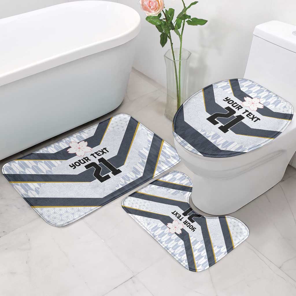 Japan Pacific Rugby 2022-23 Custom Bathroom Set Black Sakura Japanese Wave Pattern - Polynesian Pride