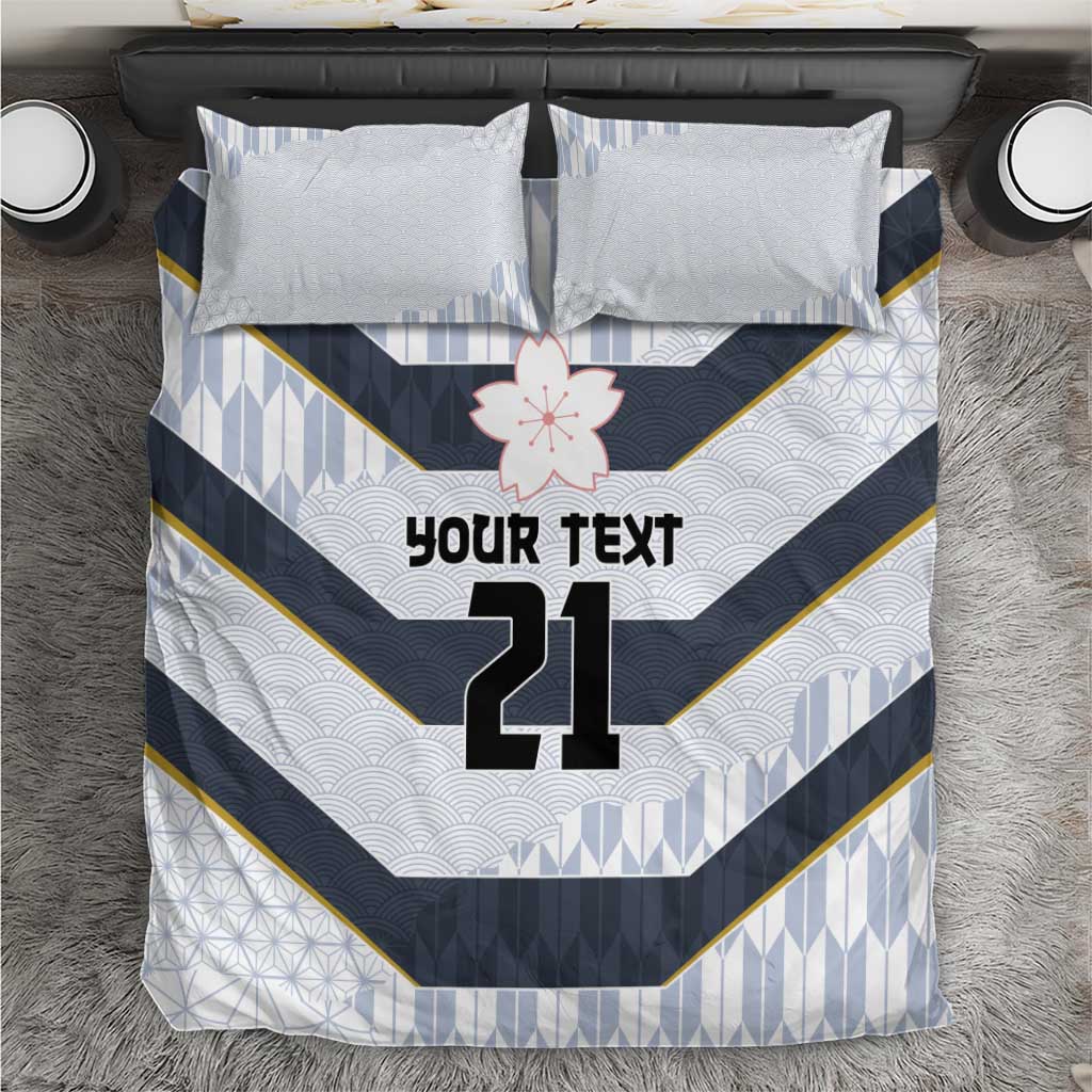 Japan Pacific Rugby 2022-23 Custom Bedding Set Black Sakura Japanese Wave Pattern LT9 Black - Polynesian Pride