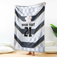 Japan Pacific Rugby 2022-23 Custom Blanket Black Sakura Japanese Wave Pattern