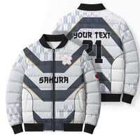 Japan Pacific Rugby 2022-23 Custom Bomber Puffer Jacket Black Sakura Japanese Wave Pattern - Polynesian Pride