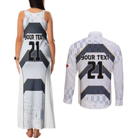Japan Pacific Rugby 2022-23 Custom Couples Matching Tank Maxi Dress and Long Sleeve Button Shirt Black Sakura Japanese Wave Pattern