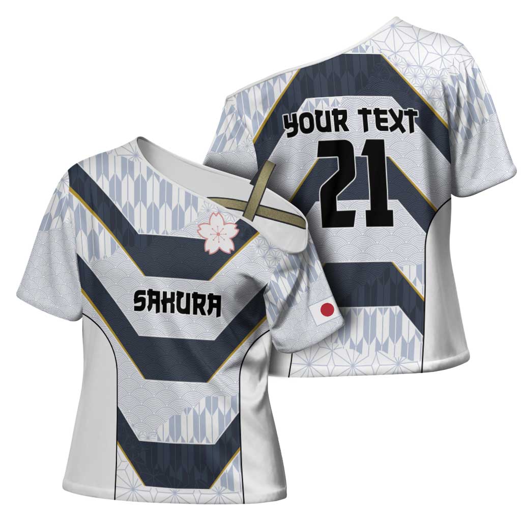 Japan Pacific Rugby 2022-23 Custom Cross Shoulder Shirt Black Sakura Japanese Wave Pattern - Polynesian Pride