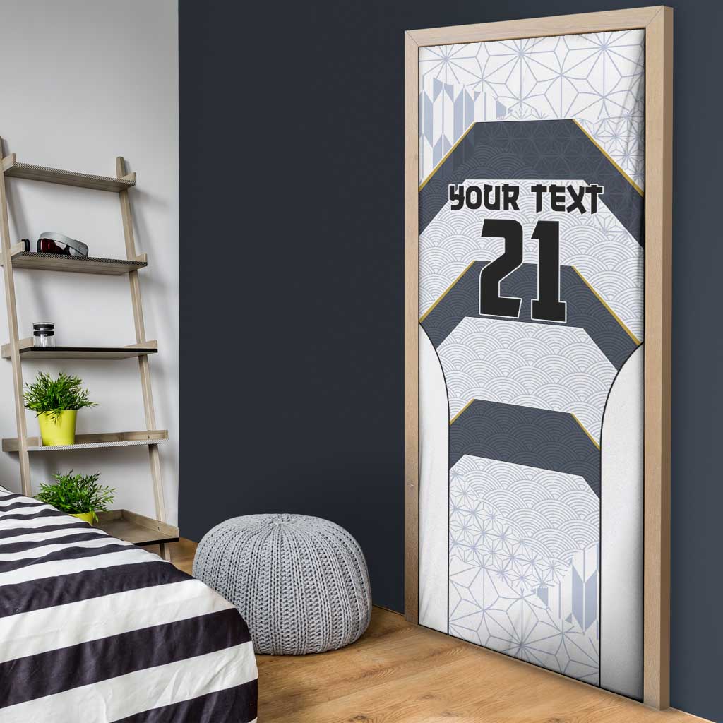 Japan Pacific Rugby 2022-23 Custom Door Cover Black Sakura Japanese Wave Pattern - Polynesian Pride
