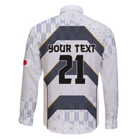 Japan Pacific Rugby 2022-23 Custom Family Matching Off The Shoulder Long Sleeve Dress and Hawaiian Shirt Black Sakura Japanese Wave Pattern