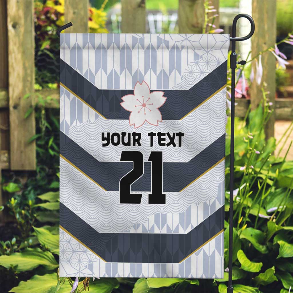 Japan Pacific Rugby 2022-23 Custom Garden Flag Black Sakura Japanese Wave Pattern