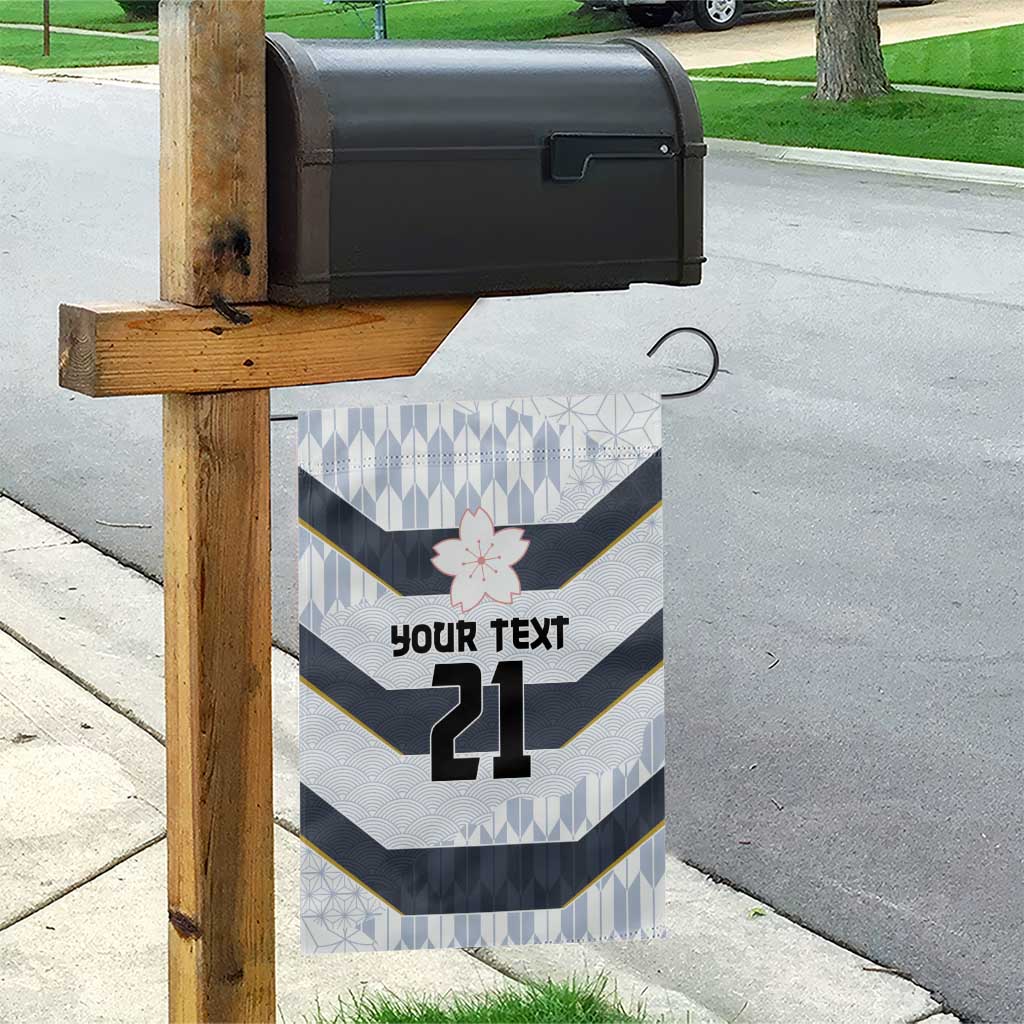 Japan Pacific Rugby 2022-23 Custom Garden Flag Black Sakura Japanese Wave Pattern