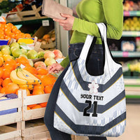 Japan Pacific Rugby 2022-23 Custom Grocery Bag Black Sakura Japanese Wave Pattern