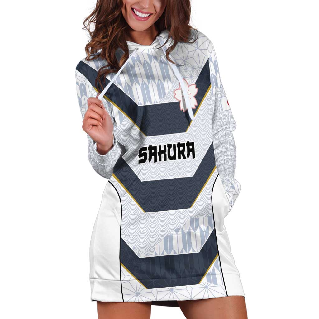 Japan Pacific Rugby 2022-23 Custom Hoodie Dress Black Sakura Japanese Wave Pattern LT9 Black - Polynesian Pride