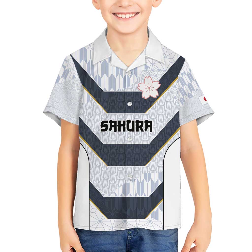 Japan Pacific Rugby 2022-23 Custom Kid Hawaiian Shirt Black Sakura Japanese Wave Pattern LT9 Kid Black - Polynesian Pride