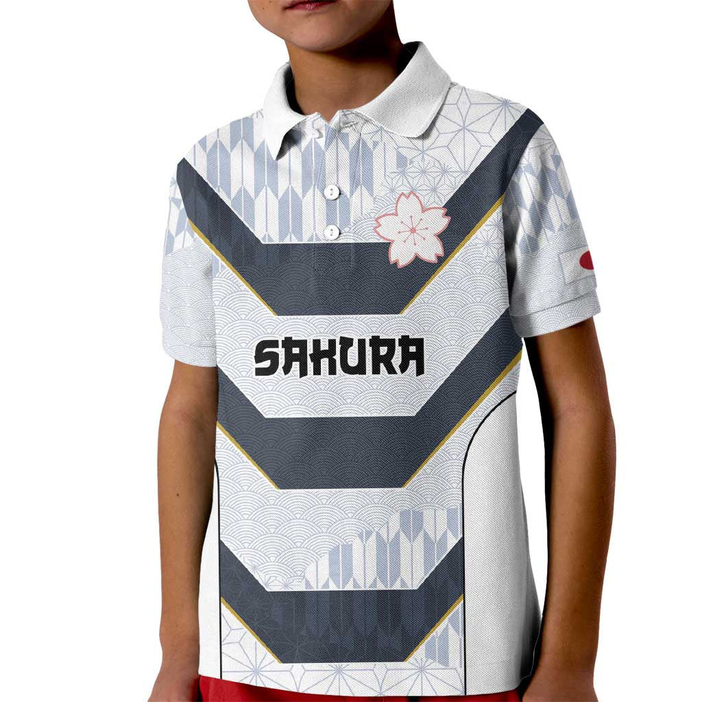Japan Pacific Rugby 2022-23 Custom Kid Polo Shirt Black Sakura Japanese Wave Pattern LT9 Kid Black - Polynesian Pride