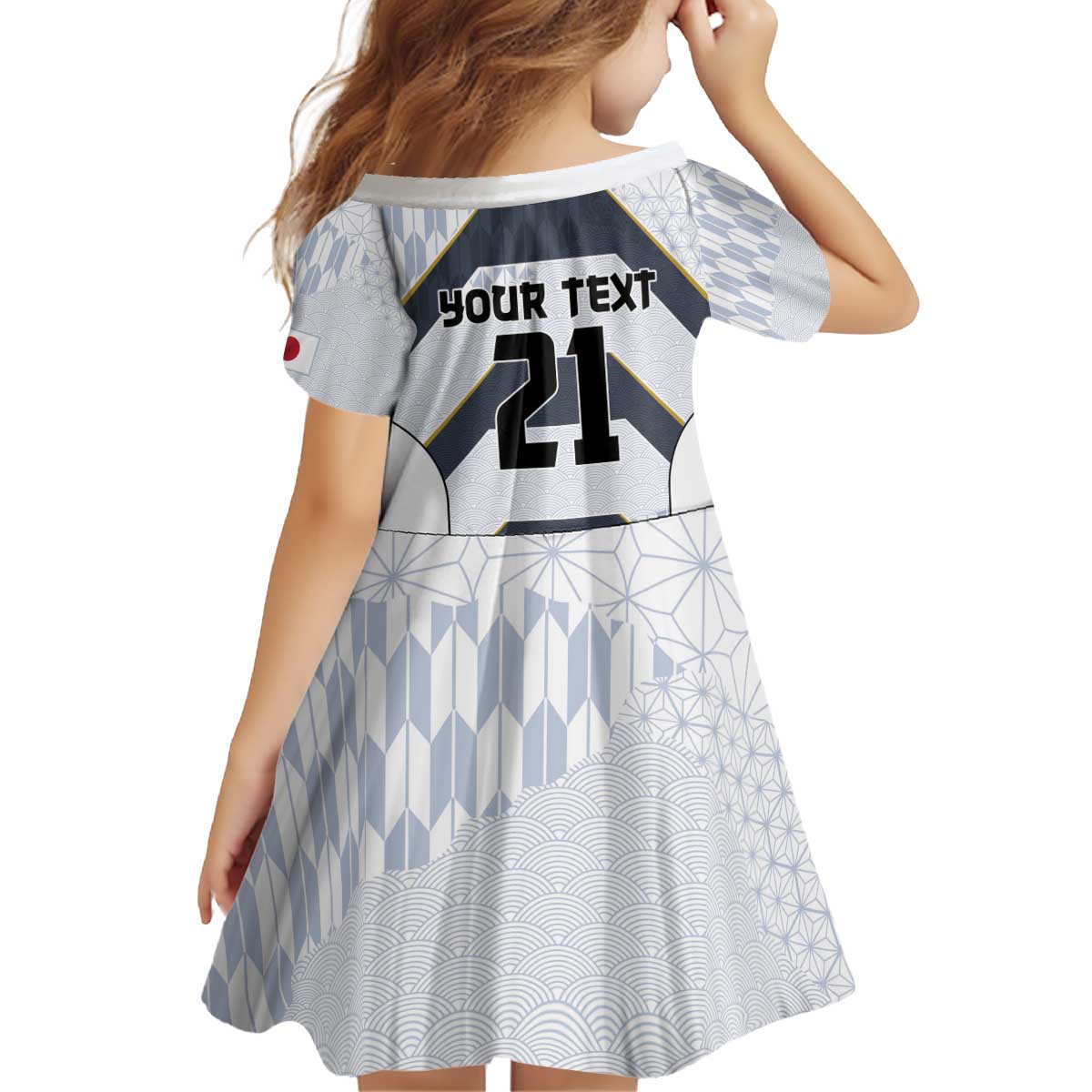 Japan Pacific Rugby 2022-23 Custom Kid Short Sleeve Dress Black Sakura Japanese Wave Pattern