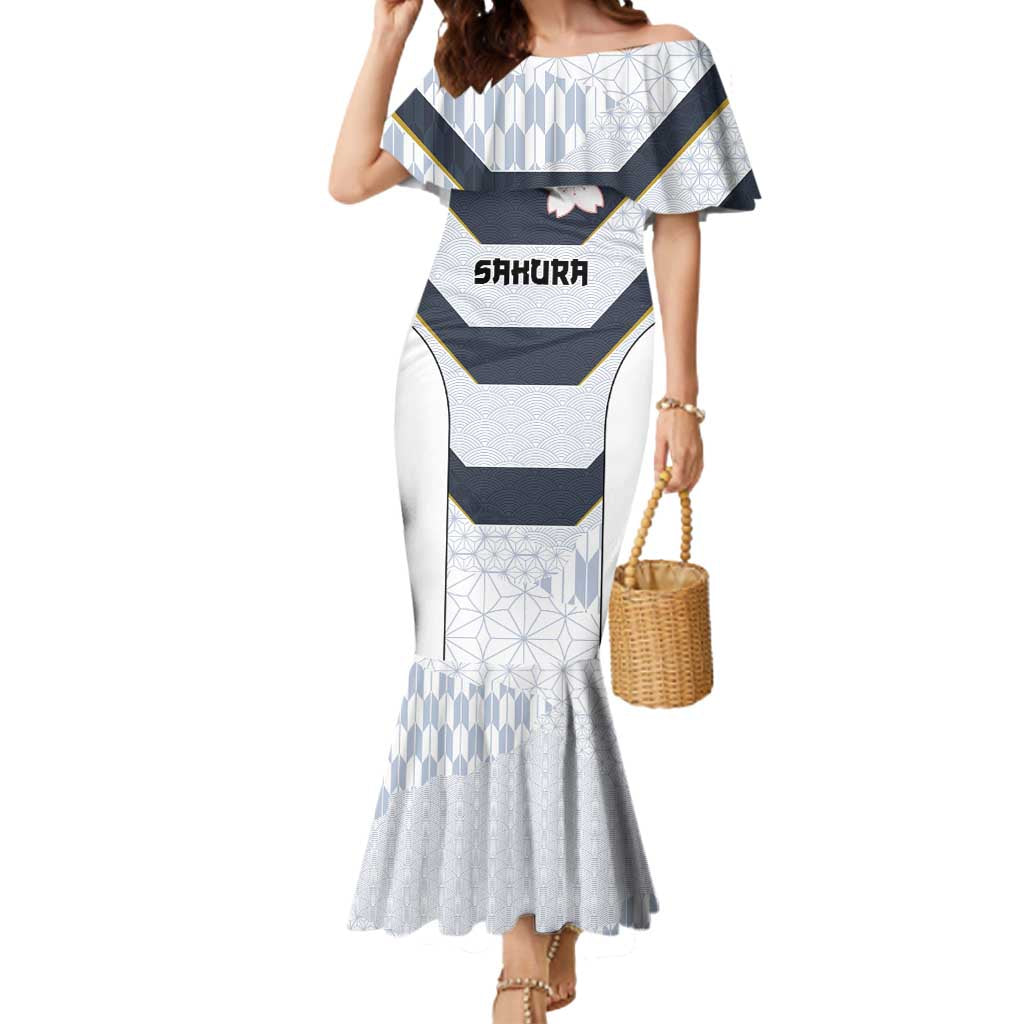 Japan Pacific Rugby 2022-23 Custom Mermaid Dress Black Sakura Japanese Wave Pattern LT9 Women Black - Polynesian Pride
